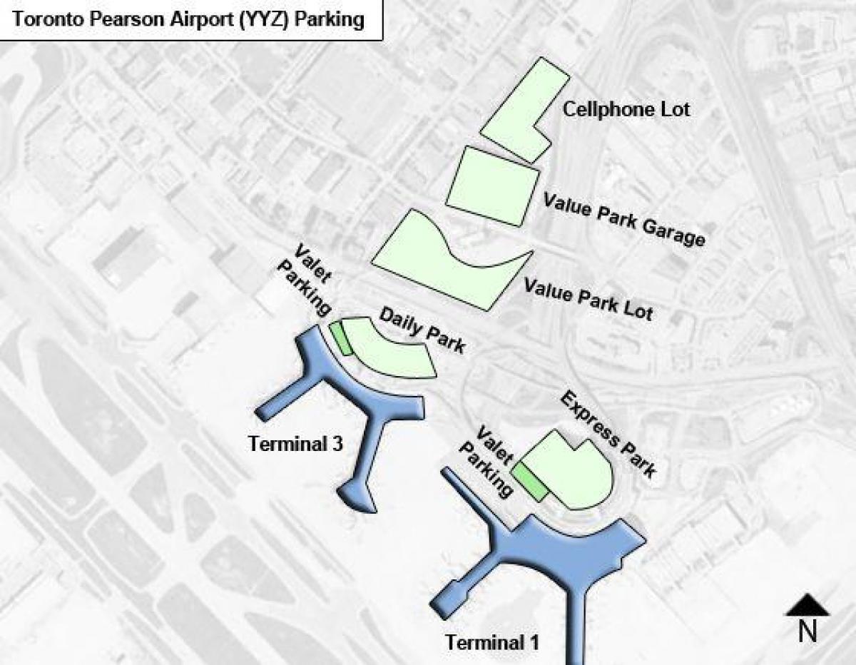 Mappa di aeroporto di Toronto Pearson parcheggio