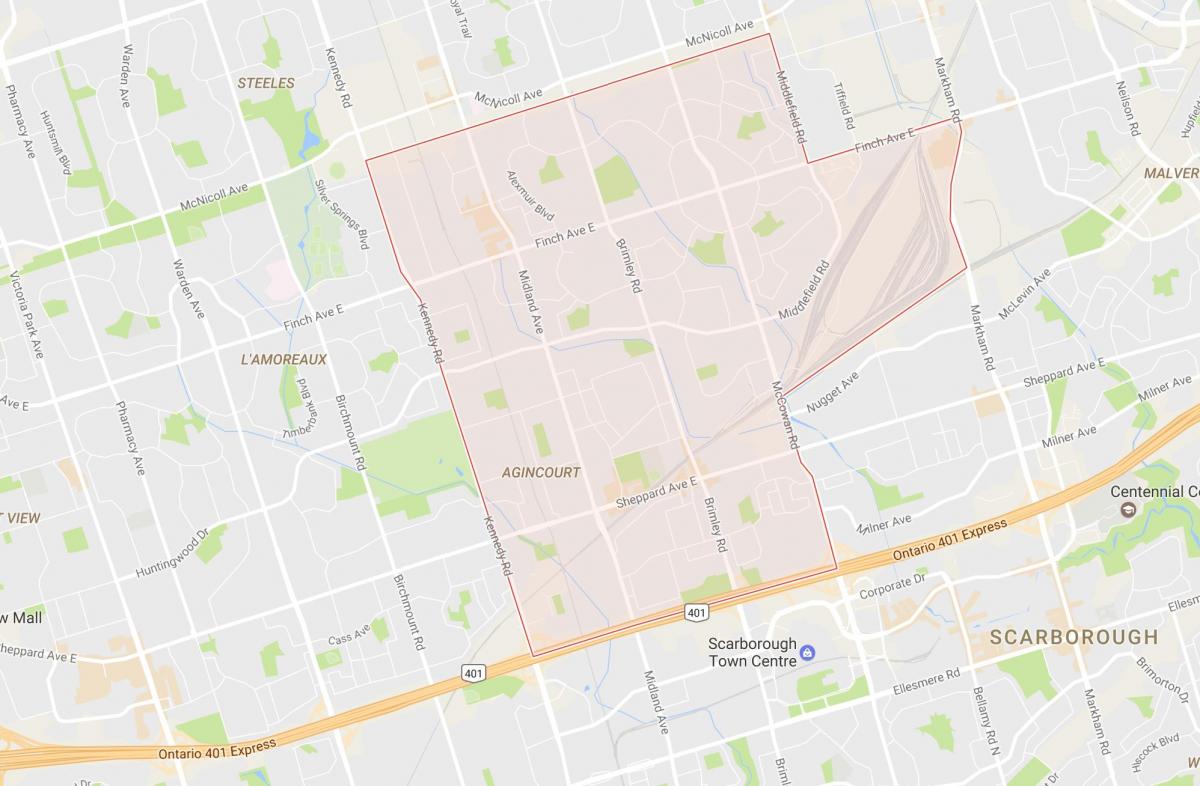 Mappa di Agincourt quartiere di Toronto