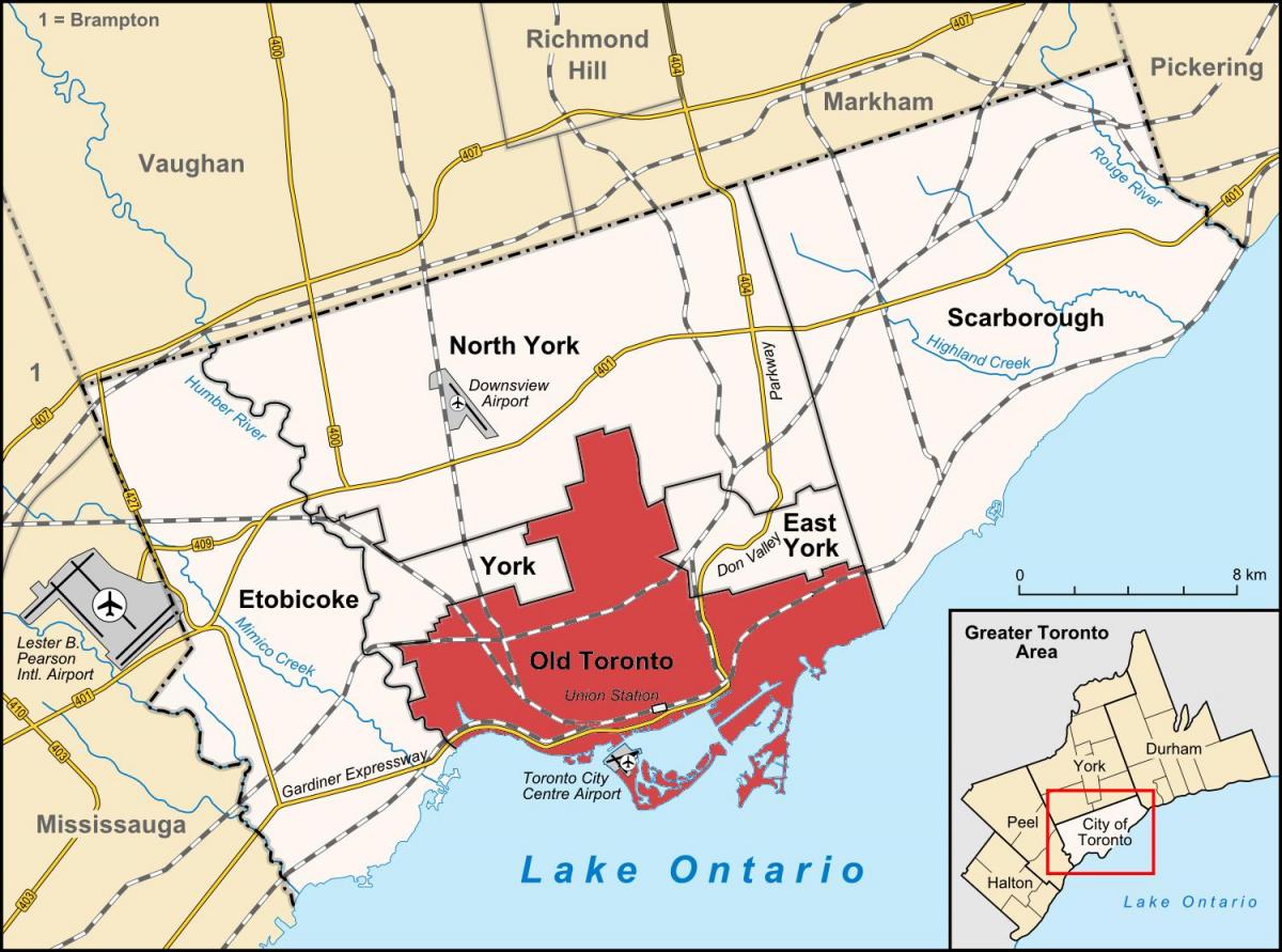 Mappa della zona di Toronto