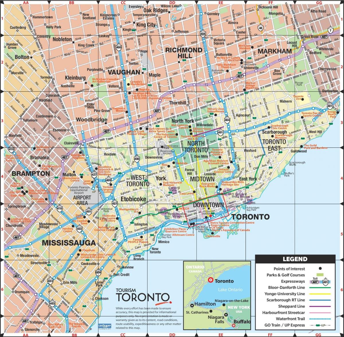 Mappa di Strade di Toronto