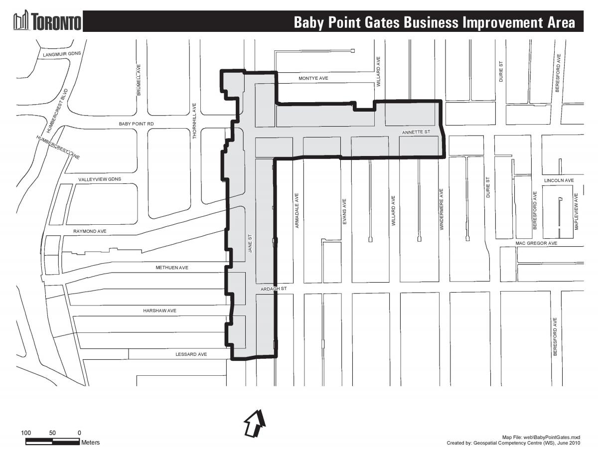 Mappa di Baby point porte di Toronto