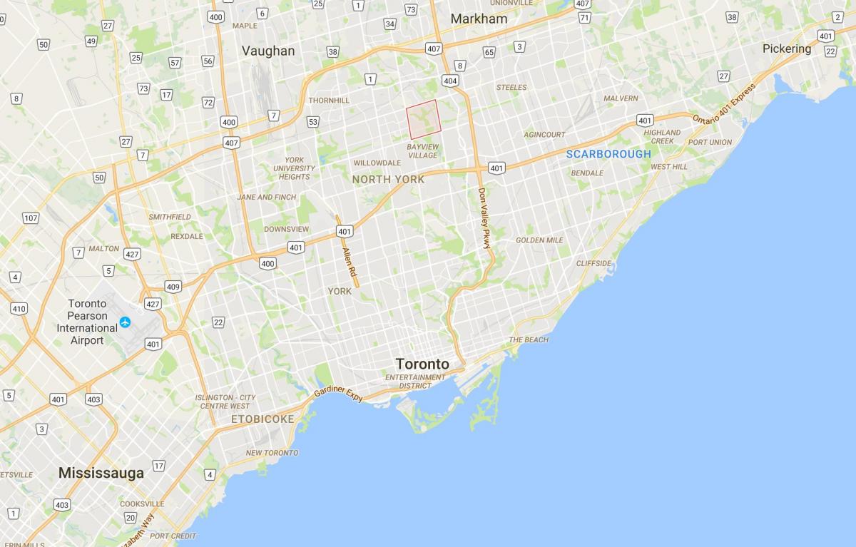 Mappa di Bayview Boschi – Steeles distretto di Toronto