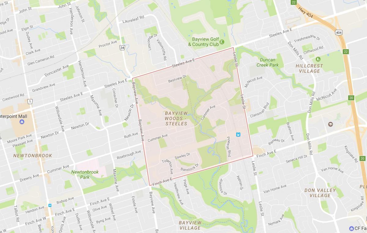 Mappa di Bayview Boschi – Steeles quartiere di Toronto