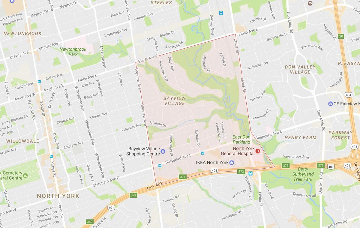 Mappa di Bayview Village quartiere di Toronto