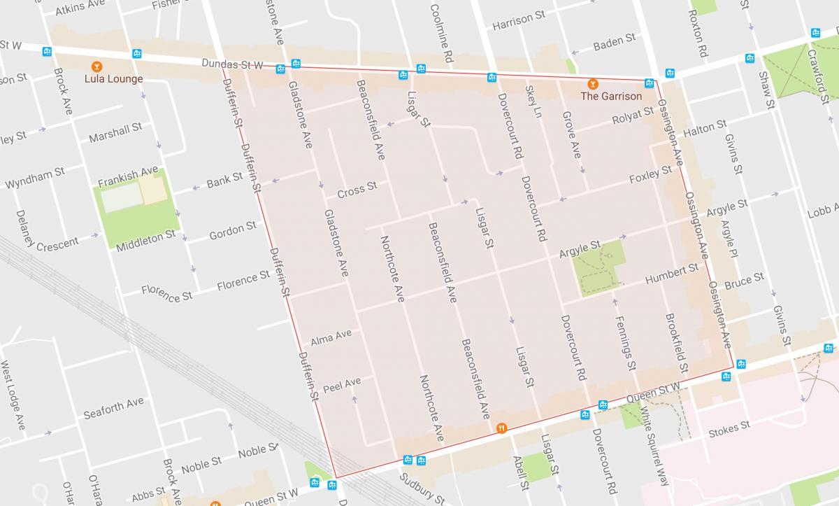 Mappa di Beaconsfield Villaggio quartiere di Toronto