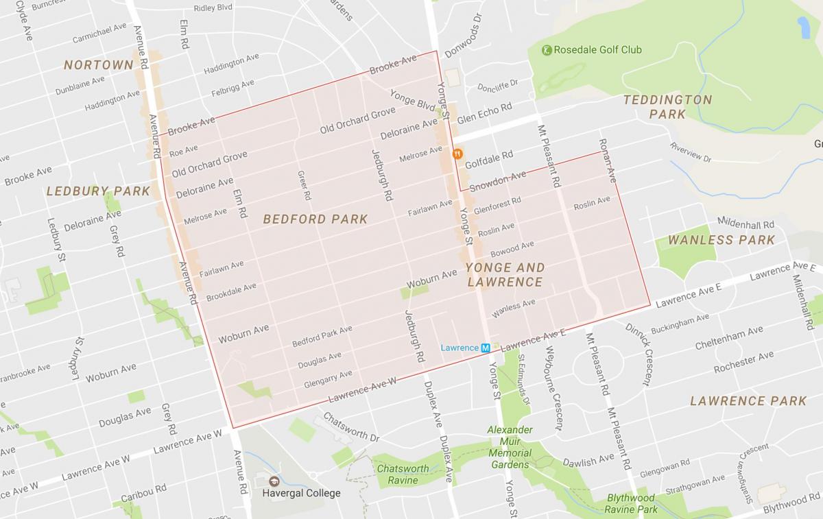 Mappa di Bedford Park nel quartiere di Toronto