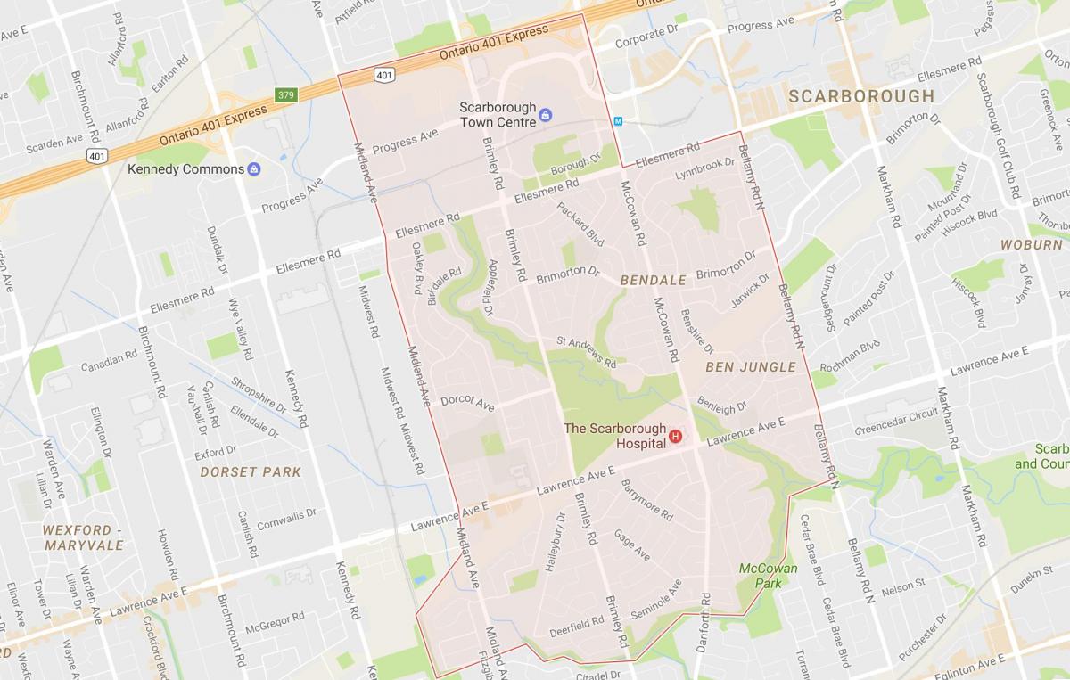 Mappa di Bendale quartiere di Toronto