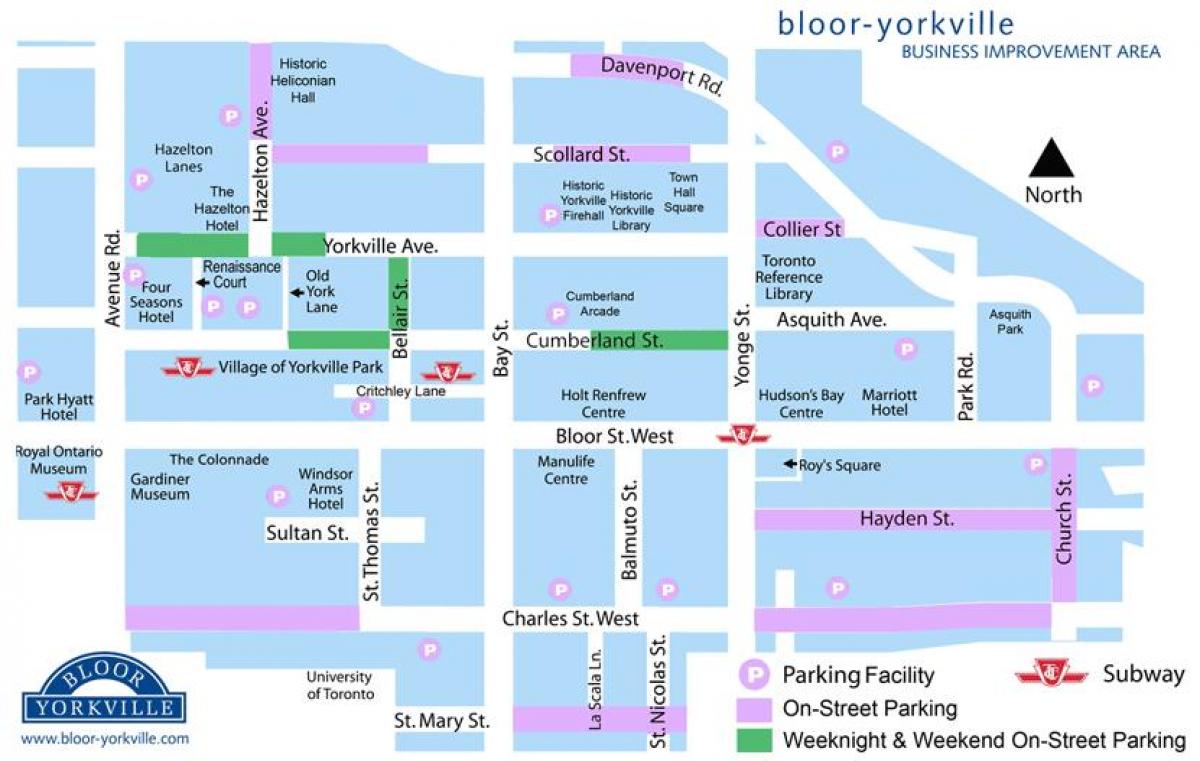 Mappa di Bloor Yorkville parcheggio