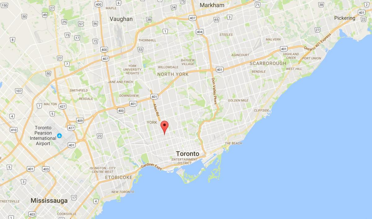 Mappa di Bracondale Hill, quartiere di Toronto