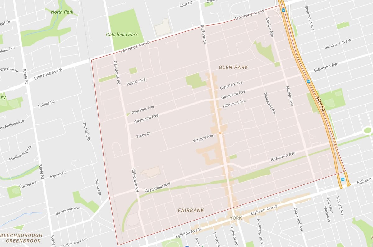 Mappa di Briar Hill–Belgravia quartiere di Toronto