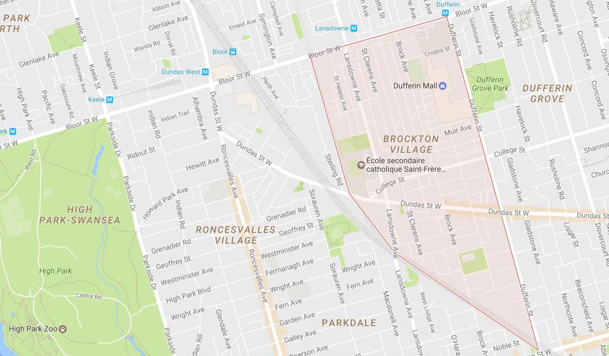 Mappa di Brockton Villaggio quartiere di Toronto