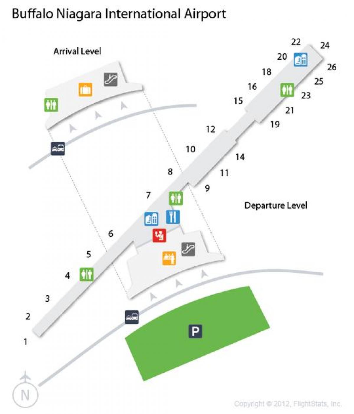 Mappa di Buffalo-Niagara aeroporto di partenza livello