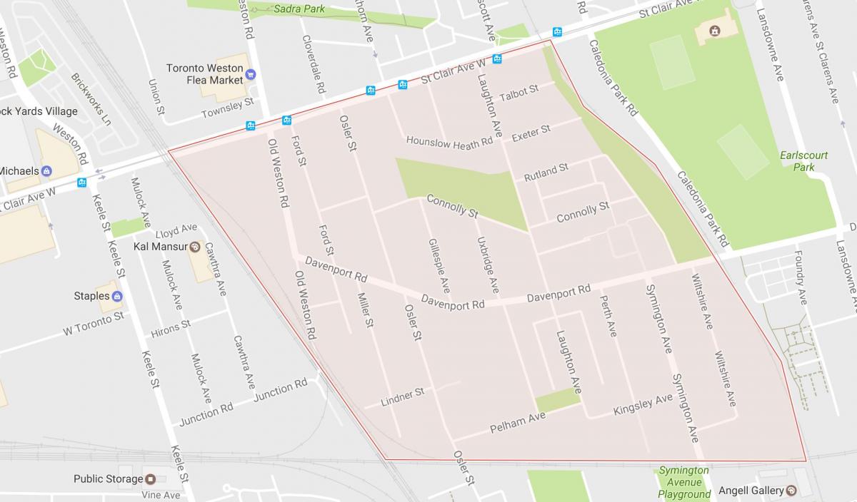 Mappa di Carleton Villaggio quartiere di Toronto