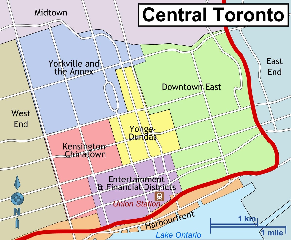 Mappa del centro di Toronto