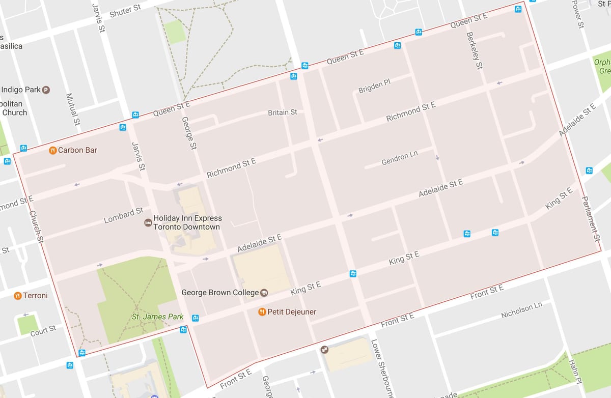 Mappa della Città Vecchia, quartiere di Toronto