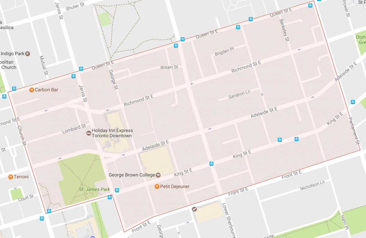 Mappa della Città Vecchia, quartiere di Toronto