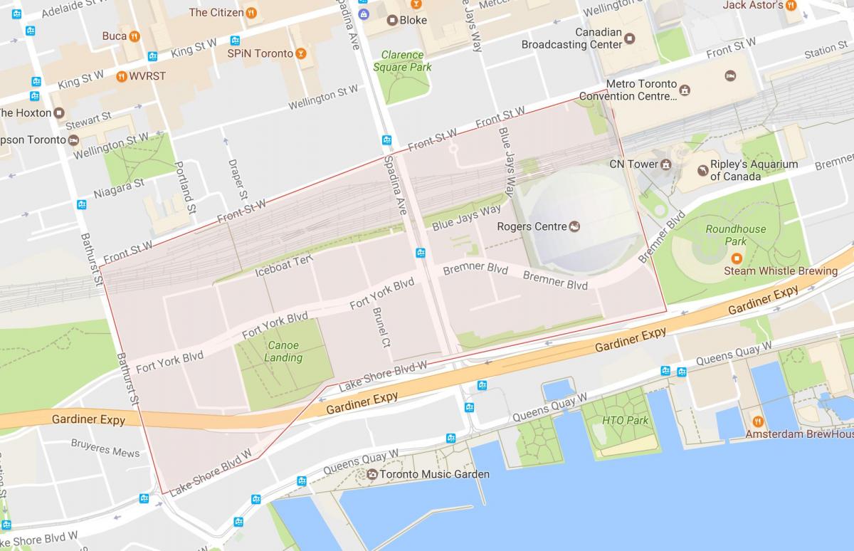 Mappa di CityPlace quartiere di Toronto