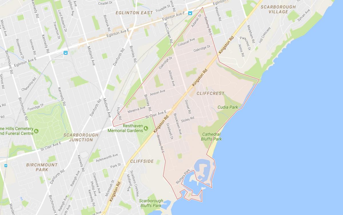 Mappa di Cliffcrest quartiere di Toronto