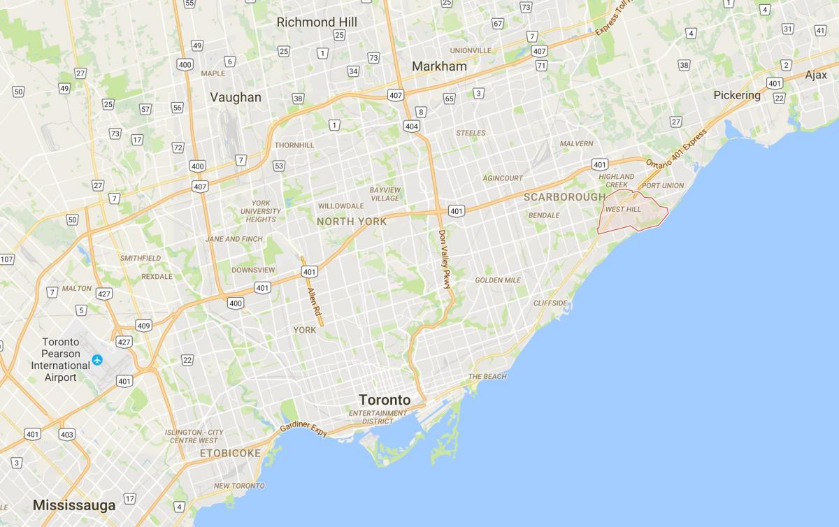 Mappa di West Hill district di Toronto