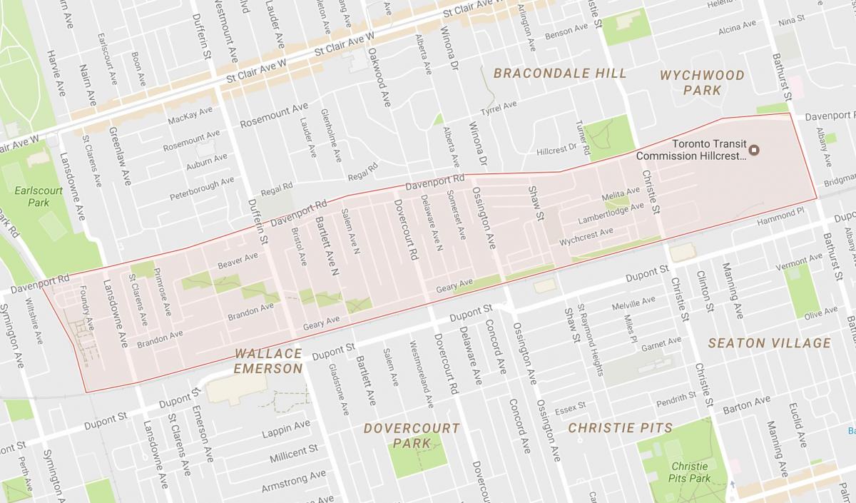 Mappa di Davenport quartiere di Toronto