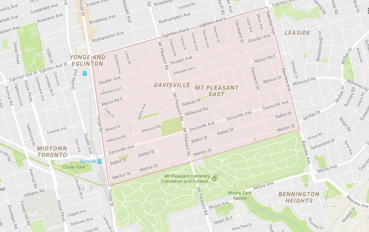 Mappa di Davisville Villaggio quartiere di Toronto