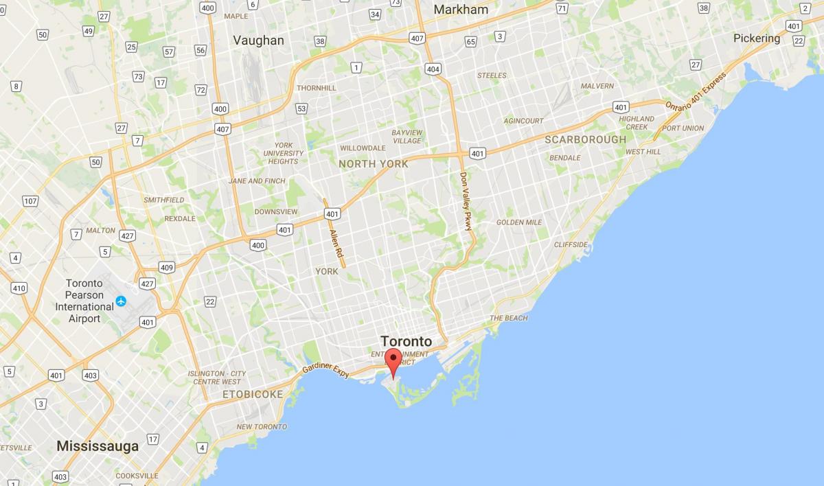 Mappa di distretto Isole di Toronto district di Toronto