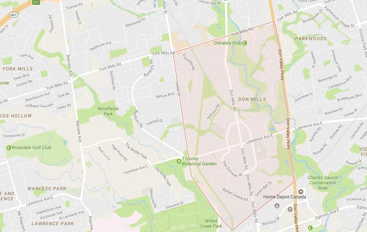 Mappa di Don Mills quartiere di Toronto