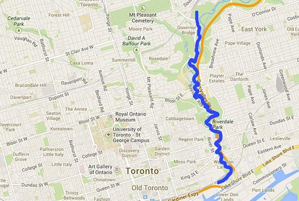 Mappa di fiume Don Toronto