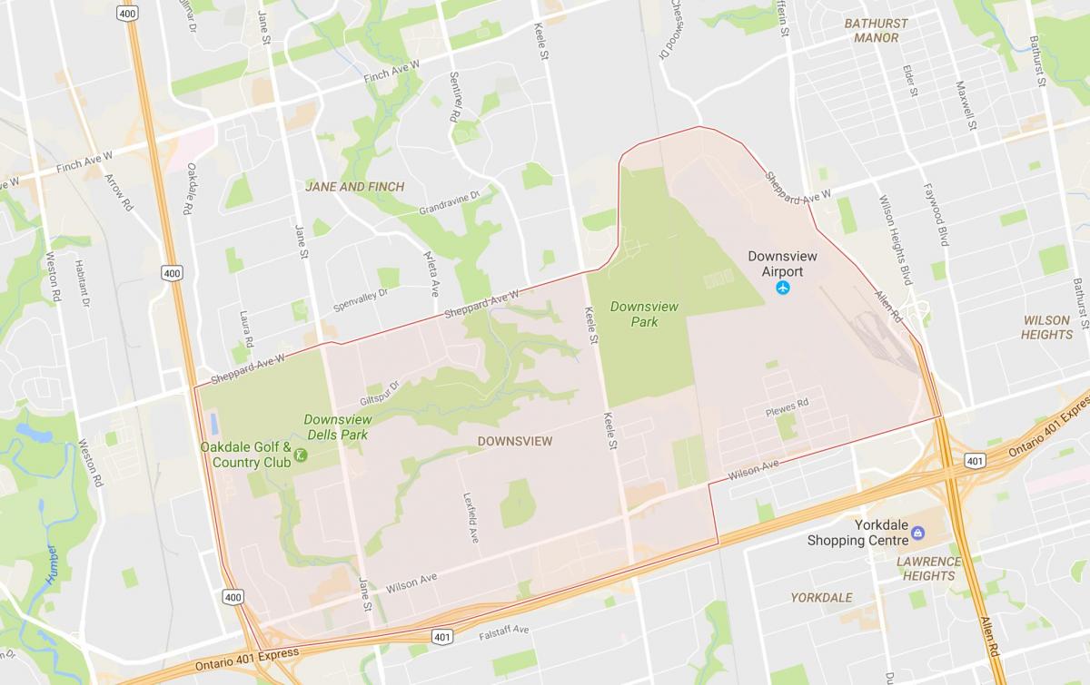 Mappa di Downsview quartiere di Toronto