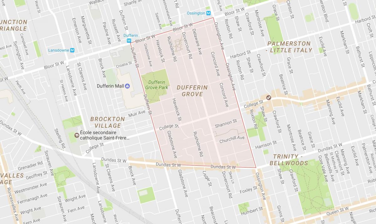 Mappa di Dufferin Grove quartiere di Toronto