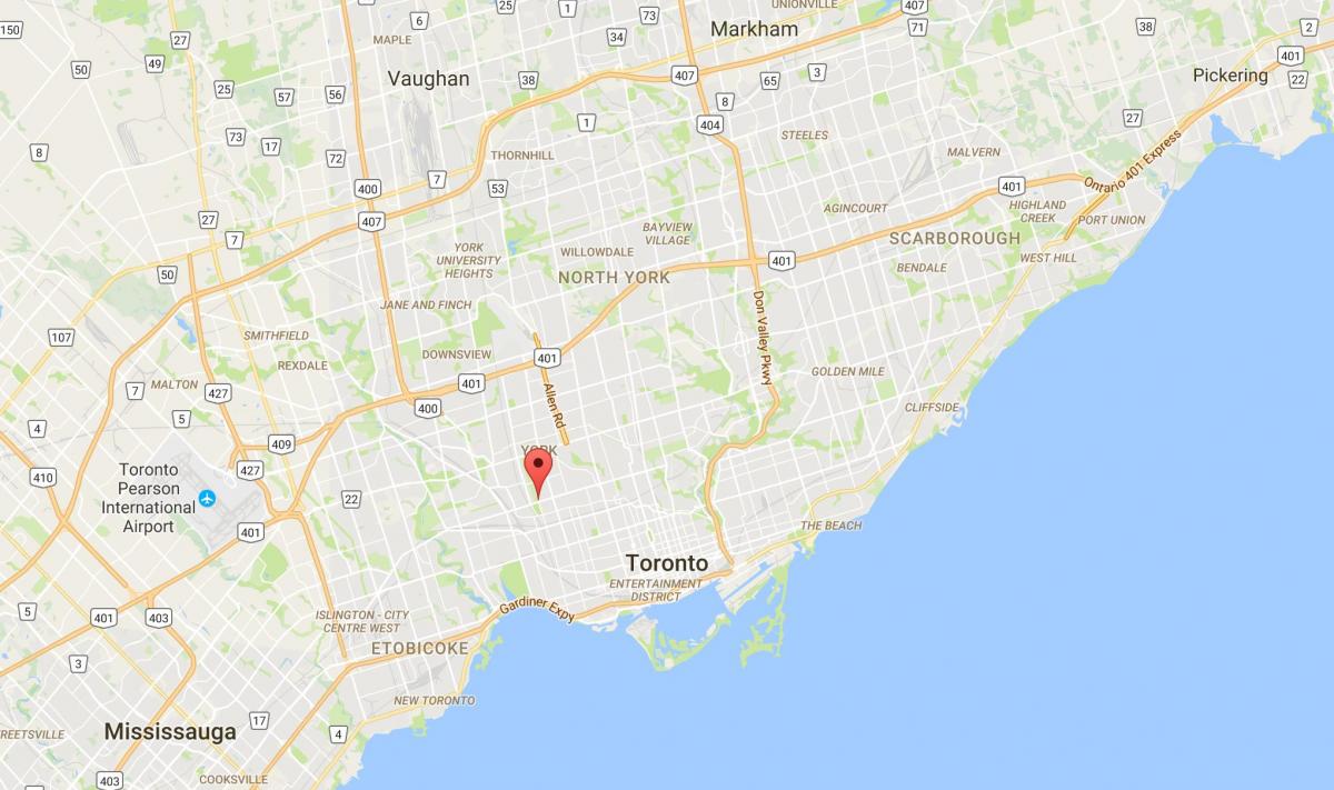 Mappa di Earlscourt distretto di Toronto