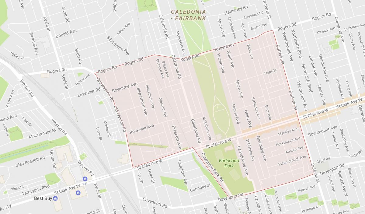 Mappa di Earlscourt quartiere di Toronto
