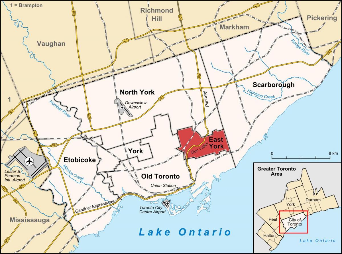 Mappa di East York Toronto