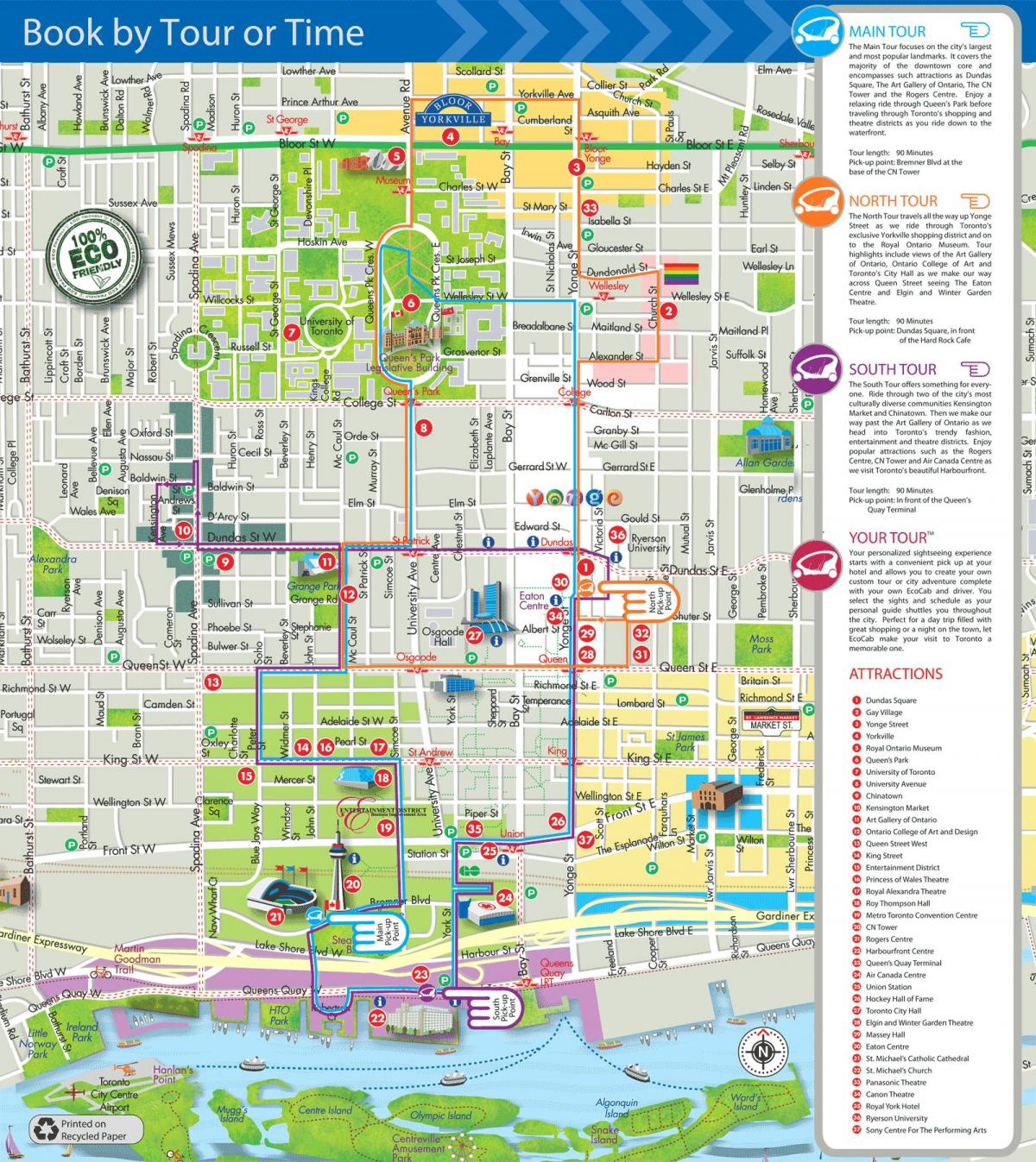 Mappa di Eco cab tour di Toronto