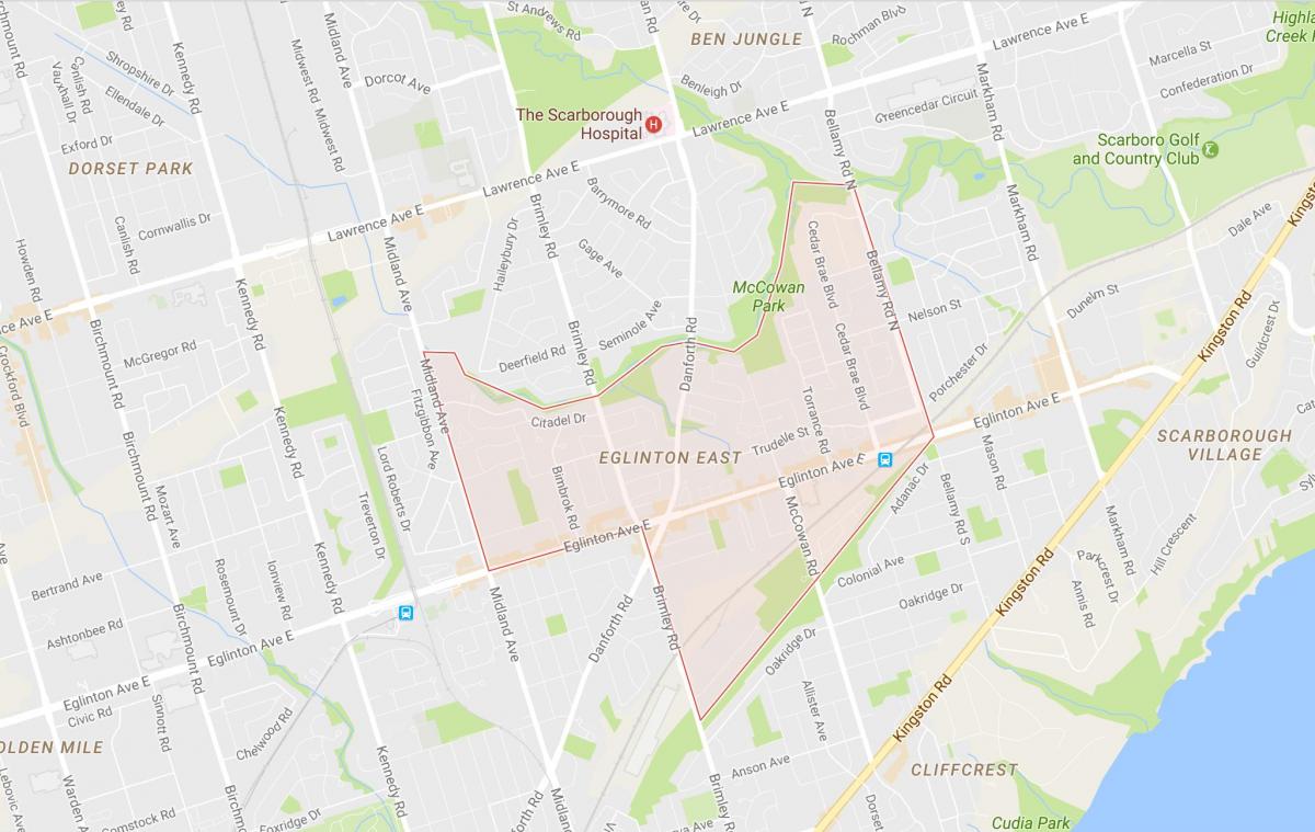 Mappa di Eglinton Est quartiere di Toronto