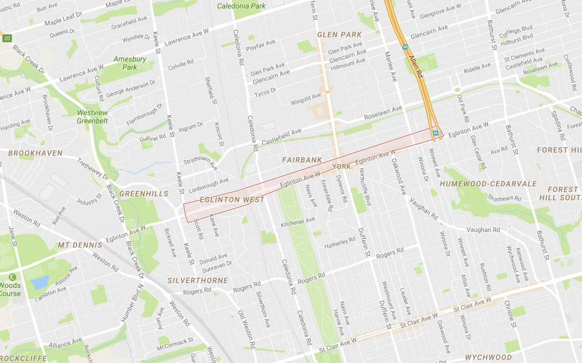 Mappa di Eglinton West della città di Toronto