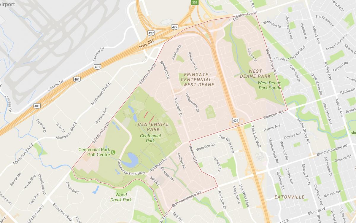 Mappa di Eringate quartiere di Toronto