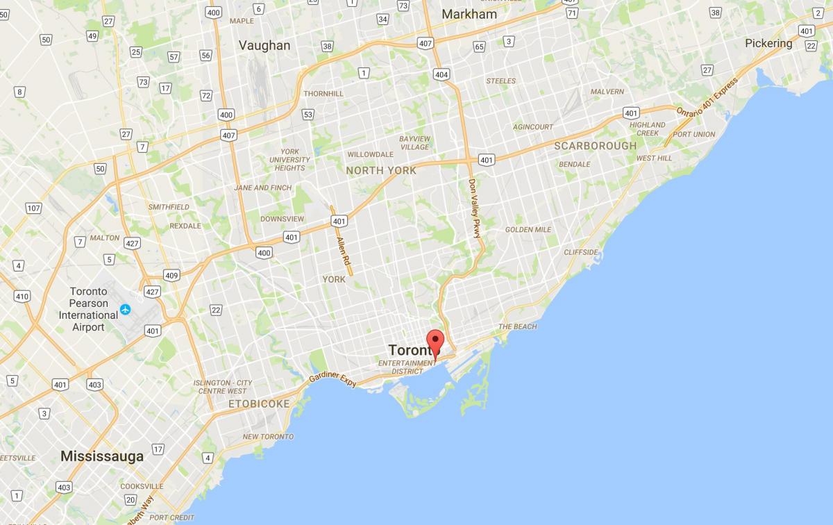 Mappa di East Bayfront distretto di Toronto