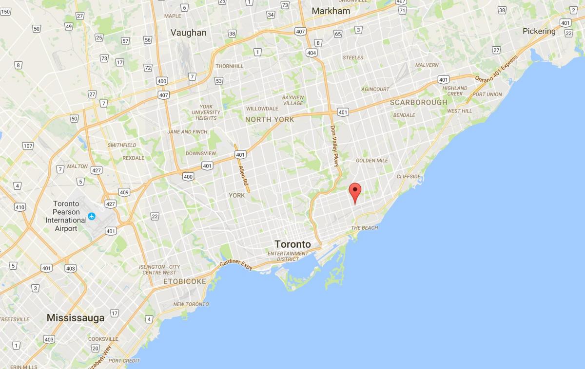 Mappa di East Danforth distretto di Toronto