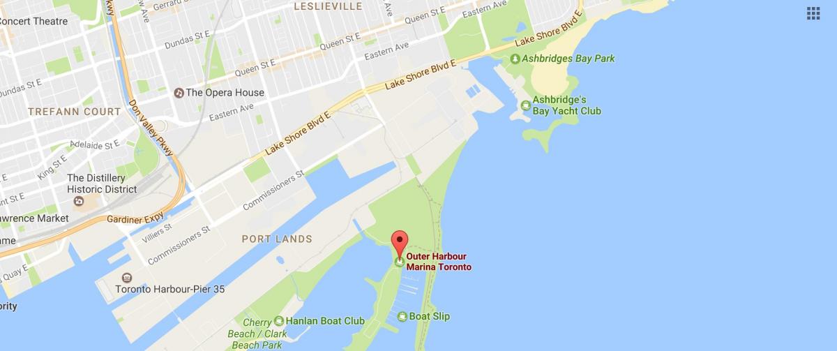 Mappa del porto Esterno di marina di Toronto