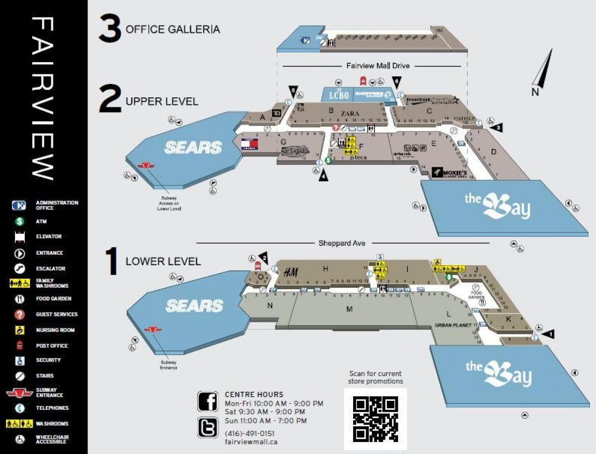Mappa di Fairview Mall