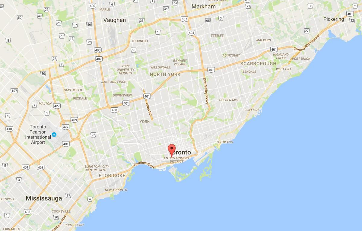 Mappa di Fashion District, distretto di Toronto