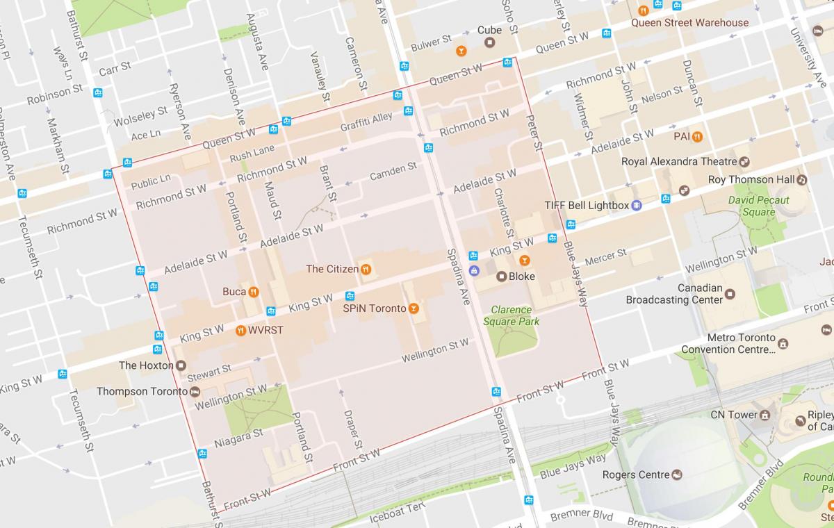 Mappa di Distretto della Moda di quartiere di Toronto