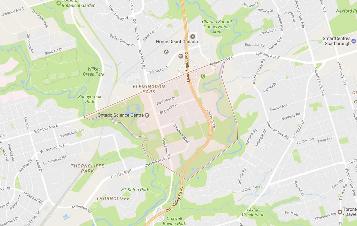 Mappa di Flemingdon Park nel quartiere di Toronto