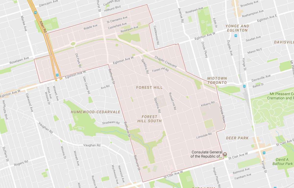 Mappa di Forest Hill Toronto