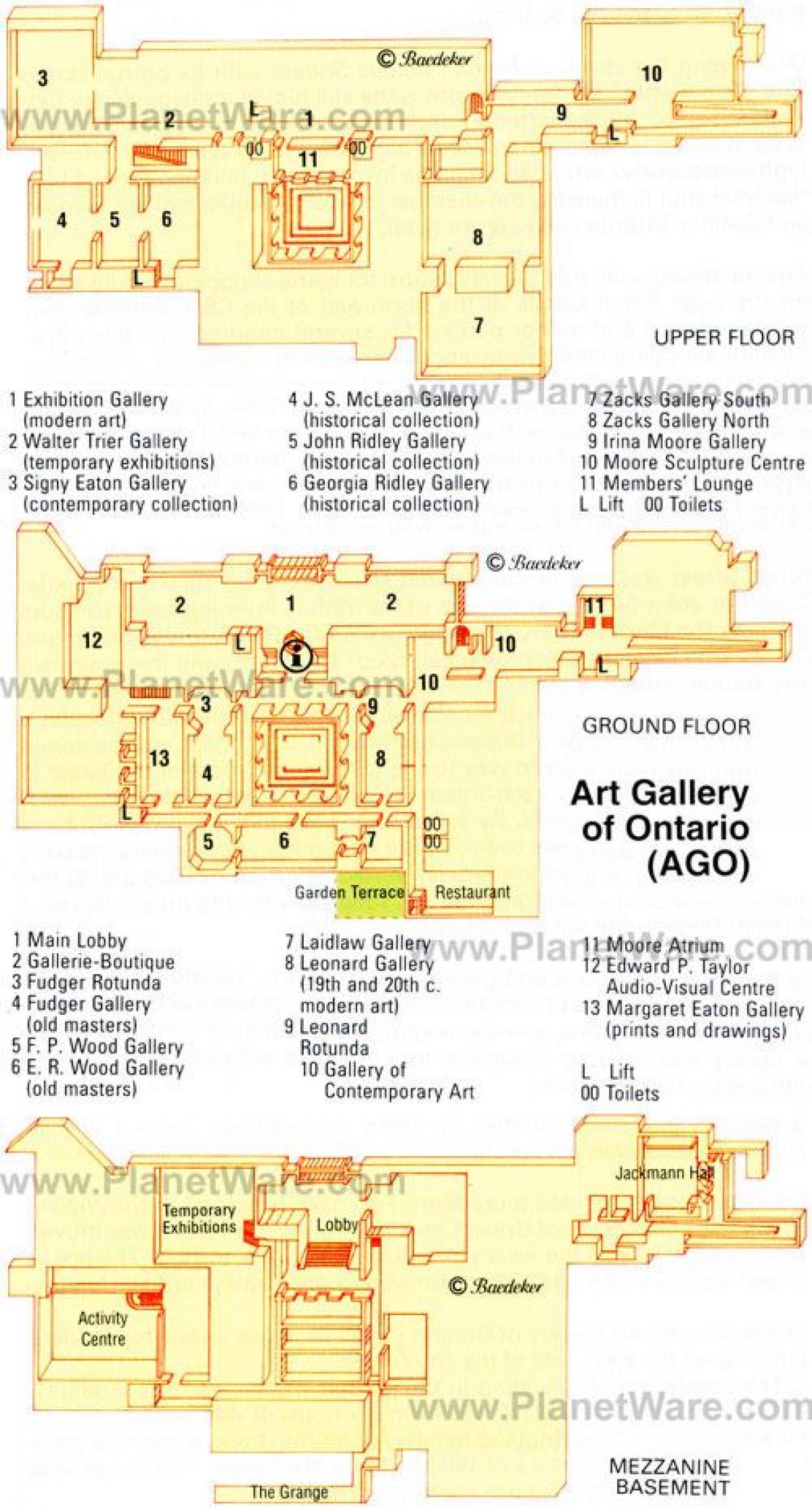 Mappa della Galleria d'Arte dell'Ontario