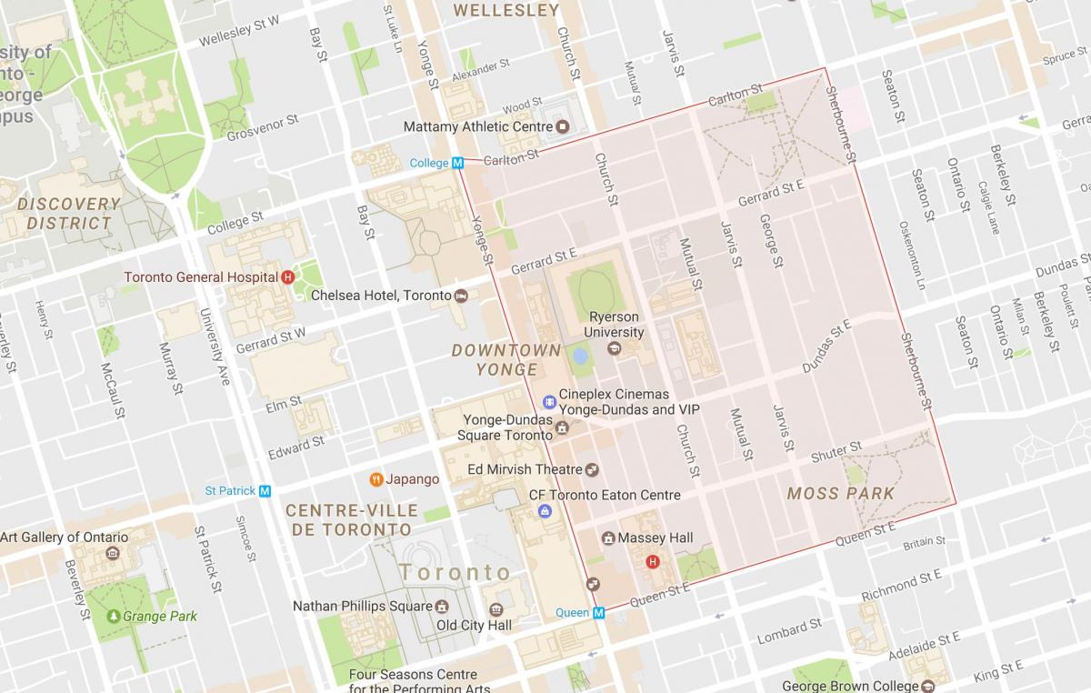 Mappa di Garden District di Toronto