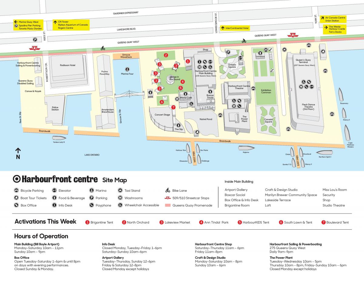 Mappa di Harbourfront centre parcheggio