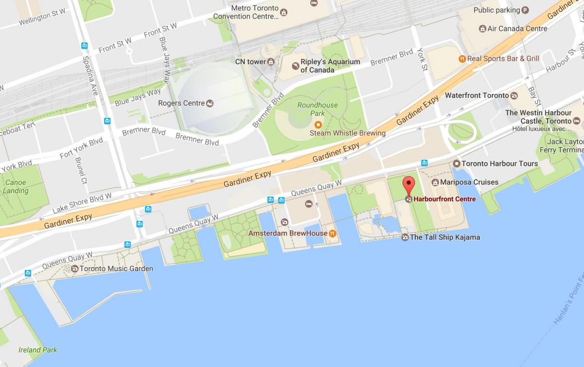 Mappa di Harbourfront quartiere di Toronto