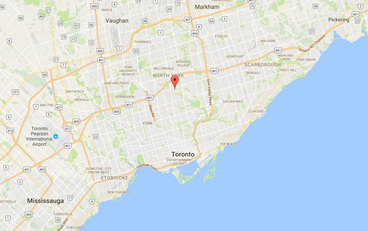 Mappa di Hoggs Hollow distretto di Toronto